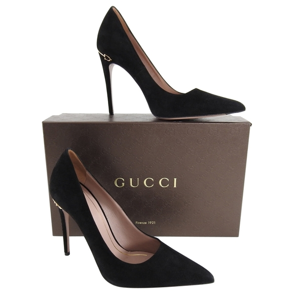 ✨️GUCCI ADINA HORSEBIT SUEDE BLACK HEELS SZ 37/7✨️ - Picture 1 of 16